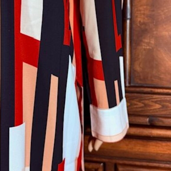 NWOT G by Giuliana Red Multi Stripe Side Slit Belted Maxi Dress Maxi Cardigan - Picture 14 of 16